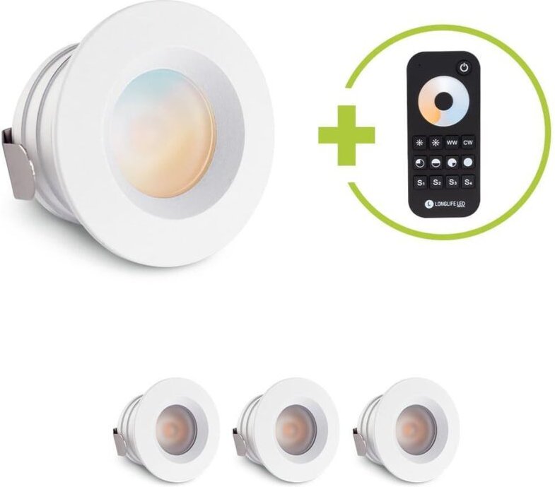 Einbaustrahler Mini flach Torino 3W CCT IP44 - Farbe: weiß - Anzahl: 4x