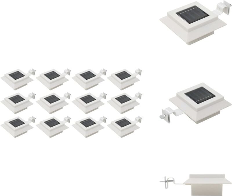Solar-Außenleuchten 12 Stk. led Rechteckig 12 cm Weiß - led Solarleuchte - Solarlichtsystem - Außenscheinwerfer - Garten...