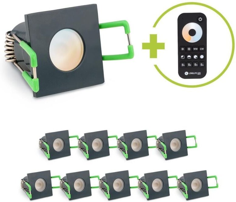 Einbaustrahler Mini Livorno eckig 3W CCT IP65 - Farbe: anthrazit RAL 7016 - Anzahl: 10x