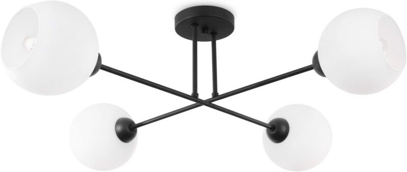 Asturia Schwarze Deckenleuchte 4 Flache Weisse Lampenschirme E27