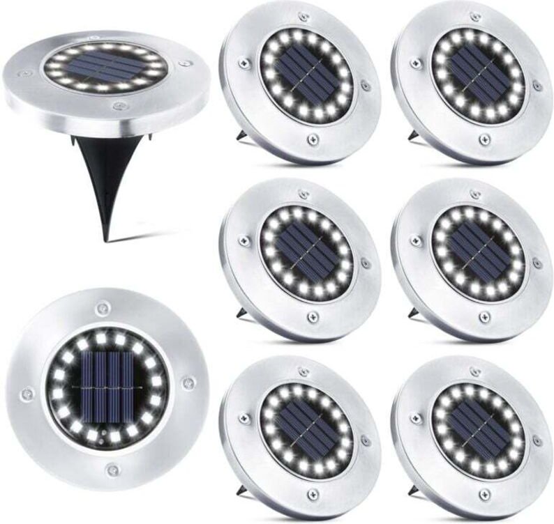 Vtizikl 16 Lampes solaires LED d'extérieurLot de 8 projecteurs solaires étanches pour allées, entrées de garage, cours e...