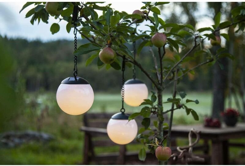 LED Solar-Hängeleuchte Kugel Ø10cm, 3er Set, warmweiß