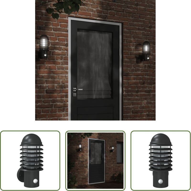 Außenwandleuchte - Außenwandleuchte mit Bewegungsmelder Schwarz Edelstahl