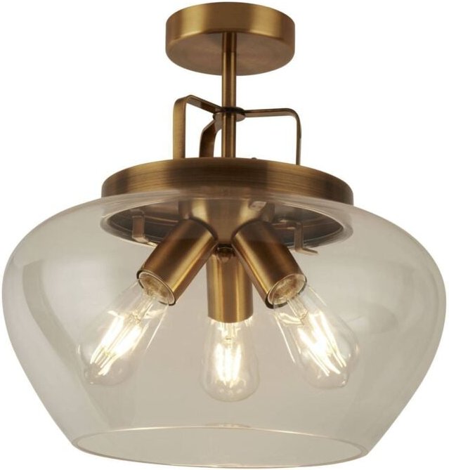 Boule - 3 Light Semi Flush Bronze, Glas, E27 - Searchlight