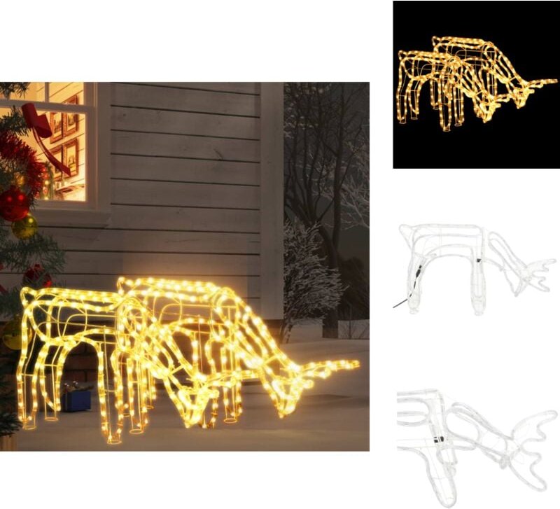 Weihnachtsbeleuchtung - Living Rentier-Silhouetten 2 Stk. Warmweiß 73x31x45 cm