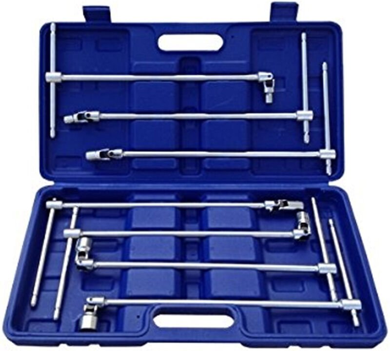 Trade Shop Traesio - Trade Shop - doppelt gelenkiger t-schlüsselsatz 7-TLG. lange stücke 8 10 12 13 14 17 19 mm gelenkt ...