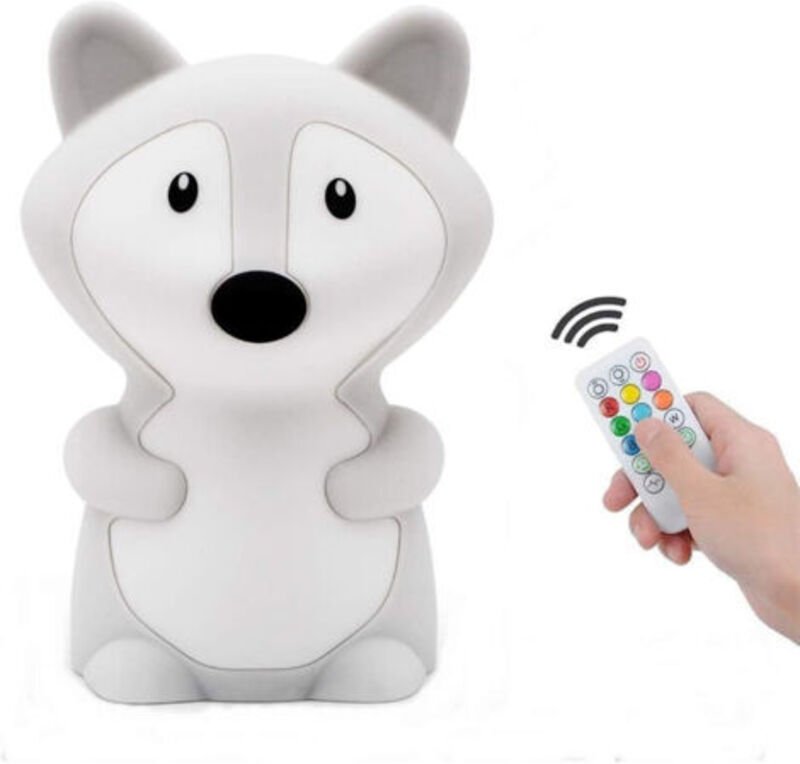 LED-Nachtlicht für Schlafzimmer, niedliches Fuchs-Nachtlicht, 9 Farben, wiederaufladbar, Fernbedienung + Touch-Dimmung