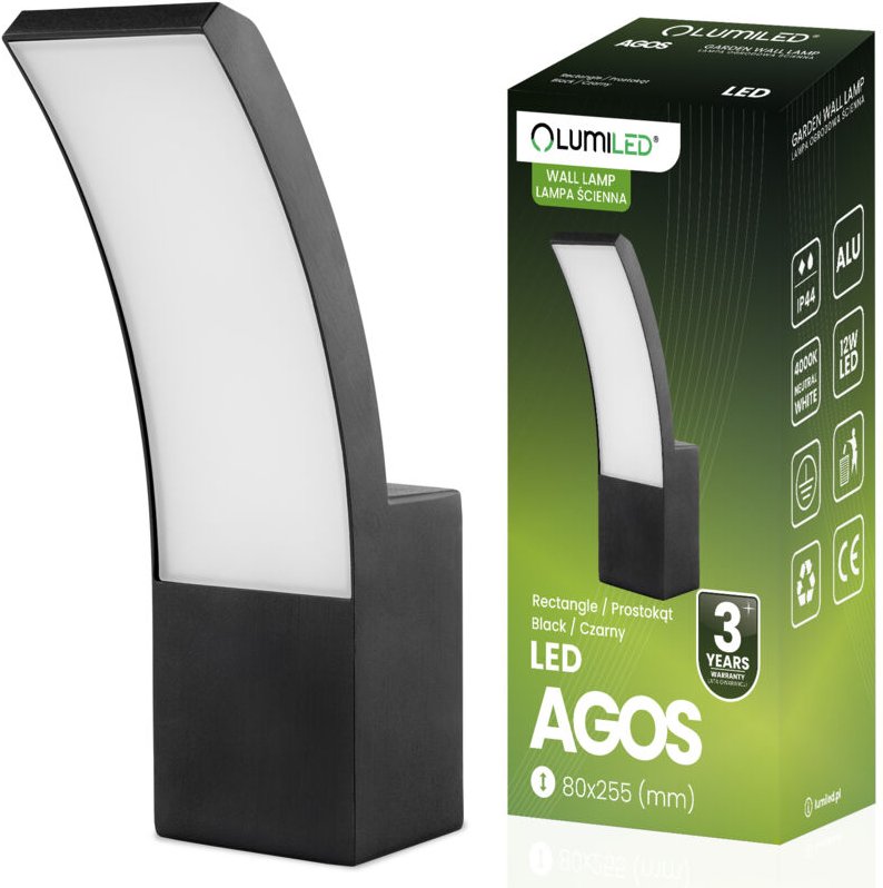 Gartenleuchte, LED-Außenwandleuchte, 12 W, 4000 K, AGOS LUMILED