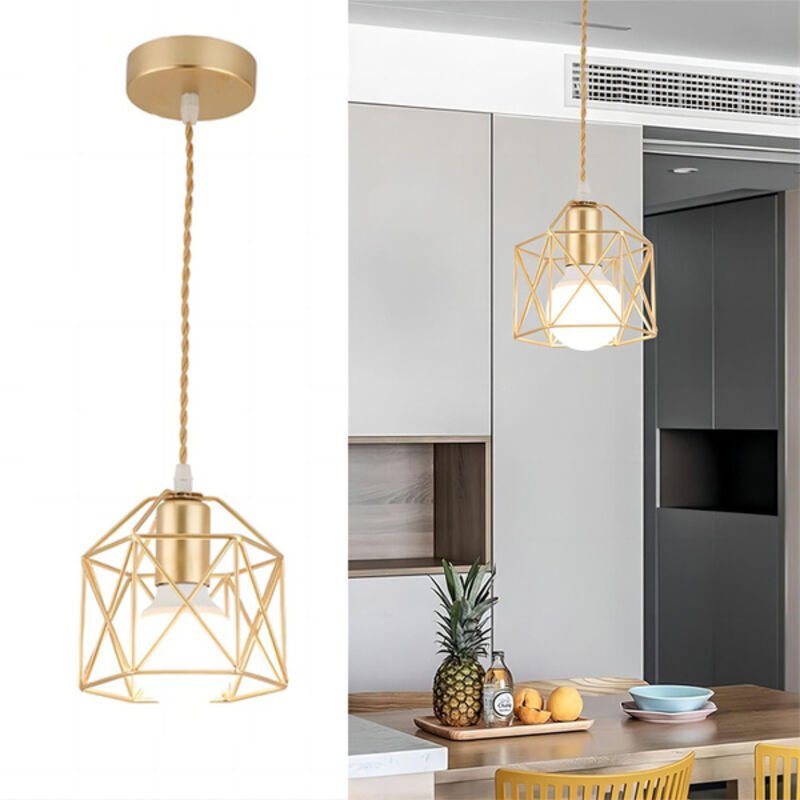 LED-Pendelleuchten-Set – Vintage-Industriedesign – Halbeinbau- oder Hängeleuchte – Quadratischer Metallkäfig – Längenver...