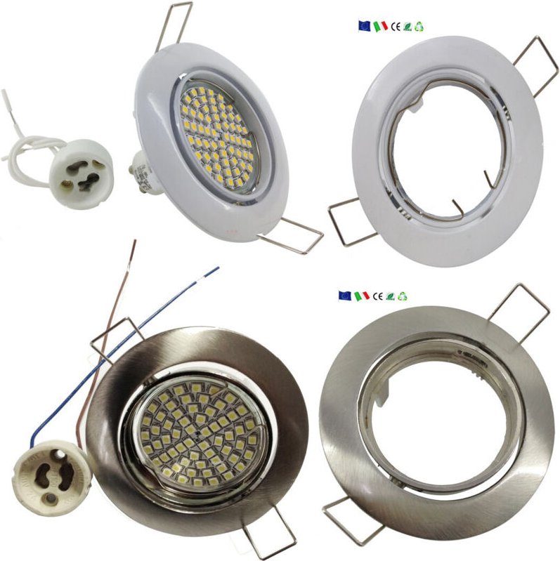 Trade Shop Traesio - Trade Shop - faretto incasso 5W lampadina led GU10 60 smd 220V orientable acciary und bianco - Weiß