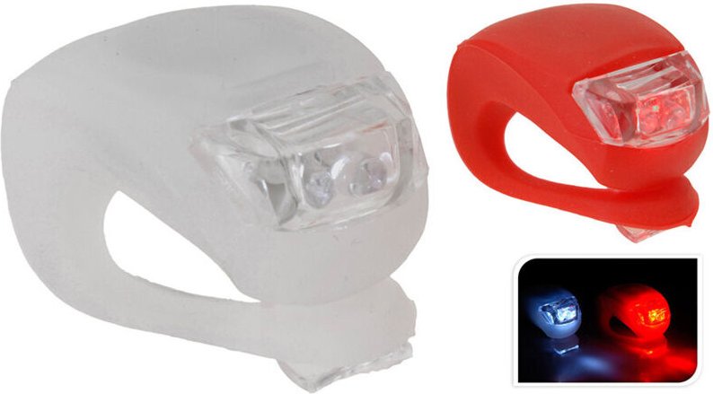 Dunlop - Set mit 2 Fahrrad-Signalleuchten vorne und hinten, 1x4LR1130-Batterien inklusive