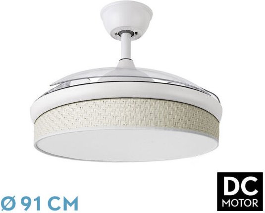 Ventilator dc fan - fashion - Farbe Blanco mit drei ausfahrbaren ABS-Lamellen und Baldachin-Diffusor Blanco 6 einstellba...