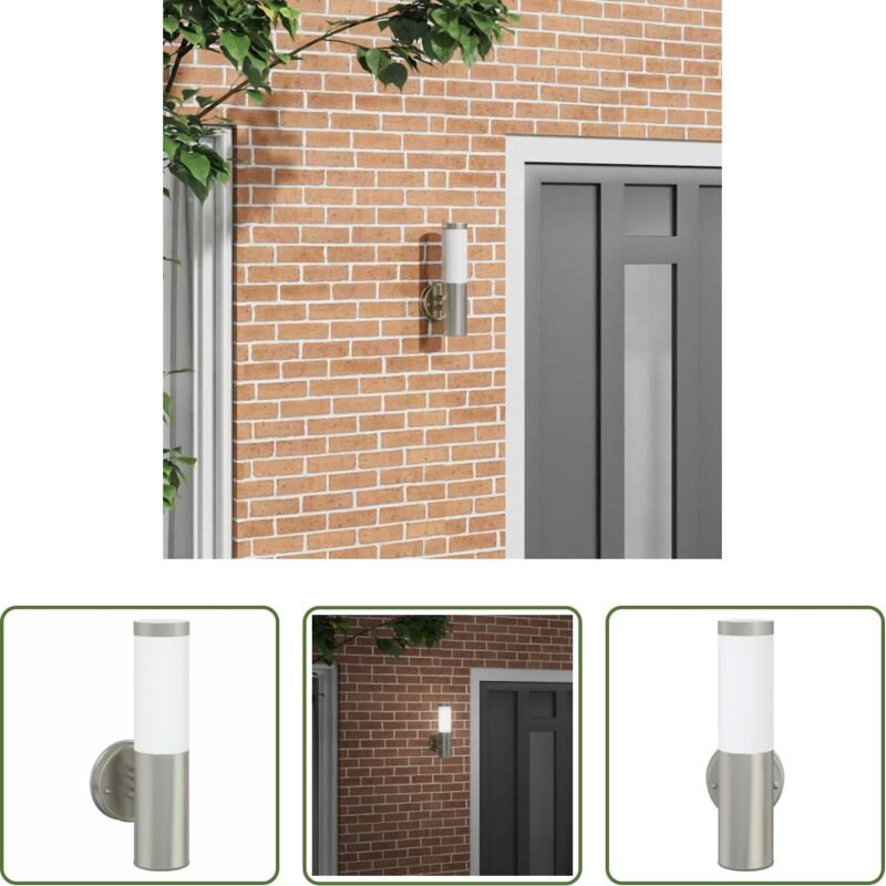 Außenbeleuchtung - Außenwandleuchte Silber 15 x 7,5 x 33 cm Edelstahl und Plastik