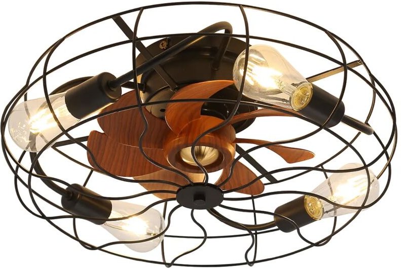 20 Zoll flacher Industrie-Deckenventilator für den Innenbereich mit Fernbedienung, 7 Flügeln und Glühbirne