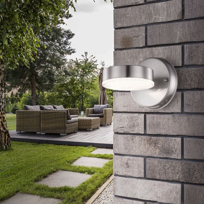 7 Watt LED Außen Design Wand Leuchte Lampe Edelstahl IP44 450 Lumen Globo 34020