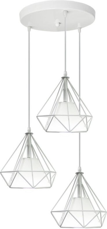 Pendelleuchte Industrial Käfig - Weiß 20CM Lampenschirm aus Eisen Hängeleuchte E27 Runde Basis für Wohnzimmer Esszimmer ...