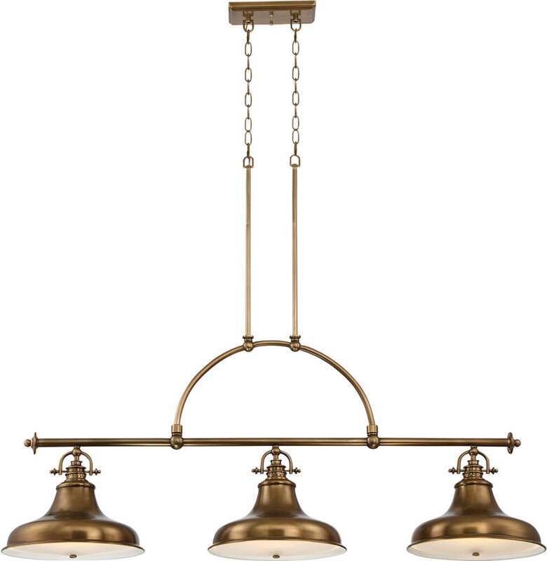 Quoizel - Elstead Emery - 3 Light Pendelleiste Kronleuchter Light Weathered Brass, E27