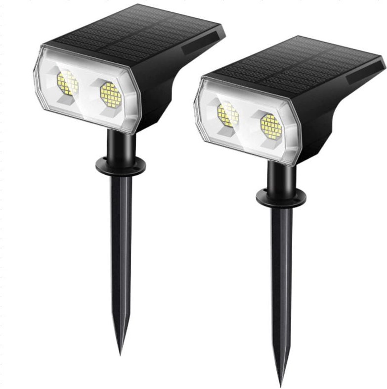 Solar-Außenstrahler, IP67 wasserdicht, LED-Solarleuchte, 650 lm, verstellbarer Solar-Flutlichtstrahler mit 2 Beleuchtung...