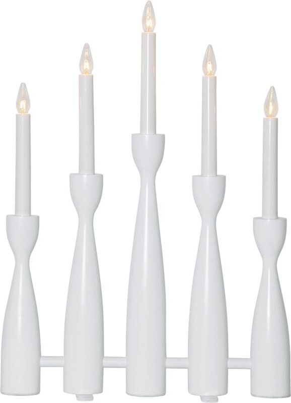 Kerzenleuchter ,Midja', led, 5-armig, Holz, weiß - Star Trading