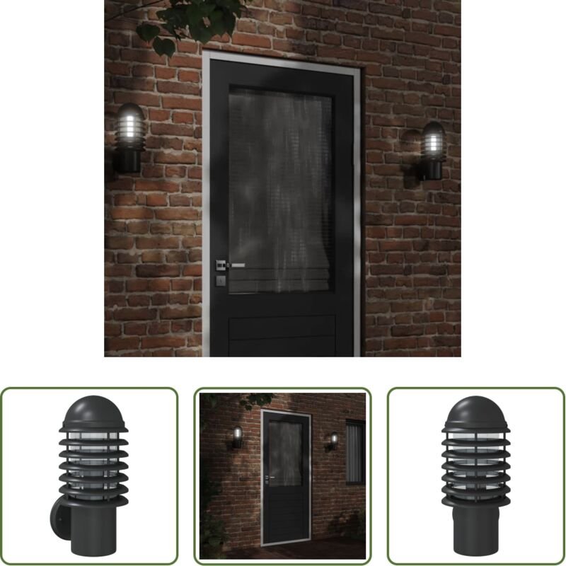 vidaXL Edelstahl Wandlampe - Außenwandleuchte Schwarz Edelstahl