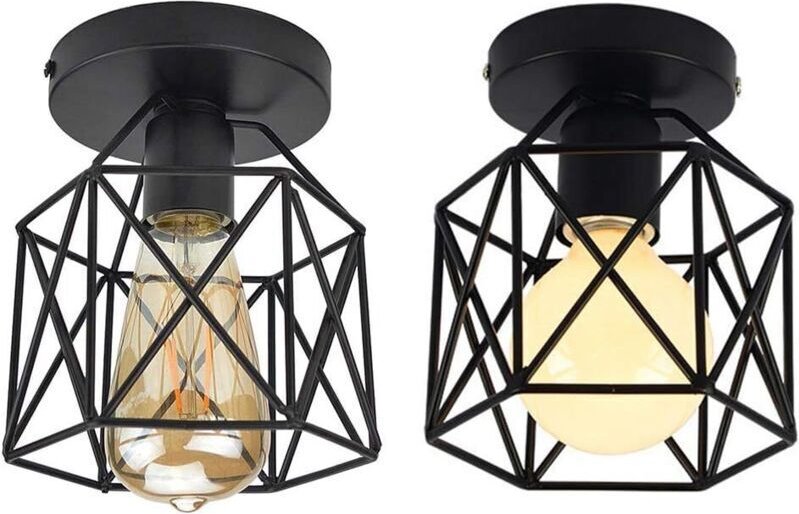 Retro-Industrie-Deckenleuchte aus Metall, quadratisch, Käfigform, E27, für Wohnzimmer, Schlafzimmer, Café, Bar, Restaura...