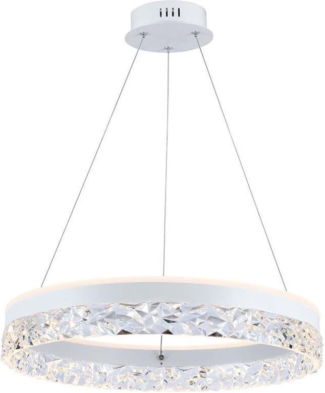 V-TAC 25W runde LED-Pendelleuchte aus weißem Metall, D: 50 cm, H: 122 cm, Warmweiß