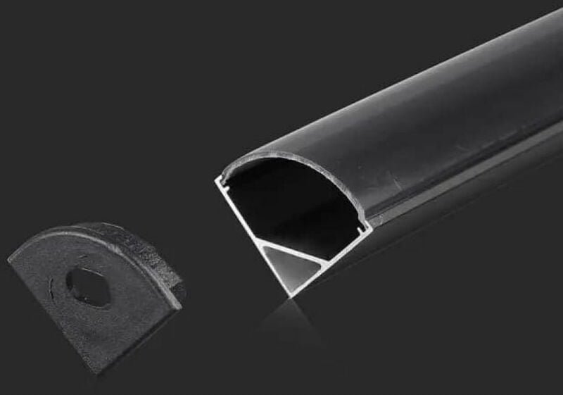 V-tac - Schwarzes Eck-Aluminiumprofil für LED-Streifen 2000 x 15,8 x 15,8 mm