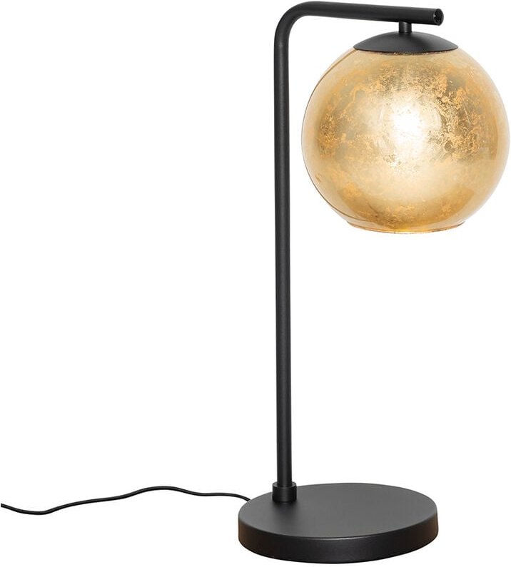Design-Tischlampe schwarz mit goldenem Glas - Bert