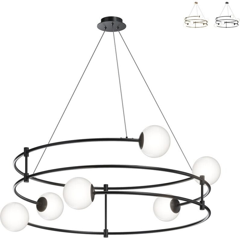 Maytoni - Hängelampe Esszimmerleuchte Pendelleuchte 6 Flammig G9 Glaskugeln weiß schwarz