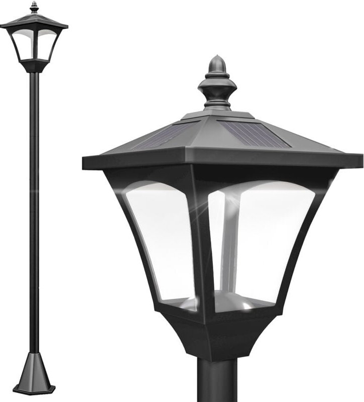 Led Solar Gartenlaterne, Gartenlampe aus Kunststoff 120 cm hoch Stehleuchte IP44, Gartenlampe mit 30 Lumen Lichtsensor S...