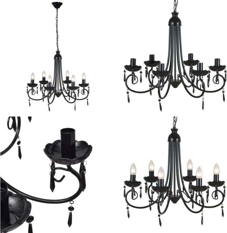 Vidaxl - Pendelleuchte Lampe Leuchte 6 Lampenfassung - Kronleuchter - Pendelleuchte - Home & Living - Schwarz