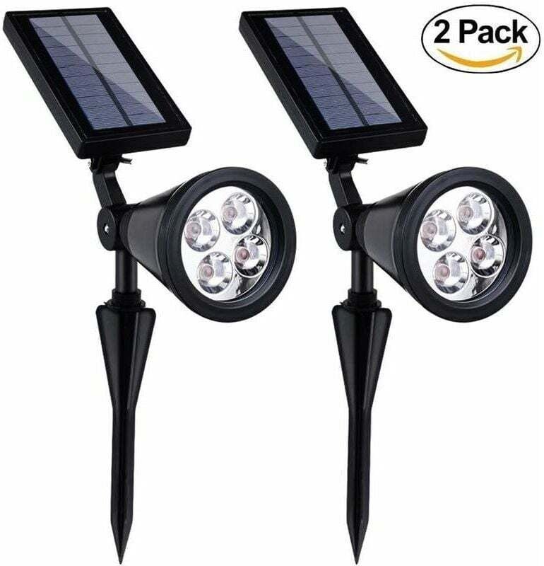 Solar-Landschaftsprojektor Gartenbeleuchtung 2 Stück, 4 LEDs, Lichtsensor, einfarbig Für Gärtner (Terrasse/Weg/Rasen)