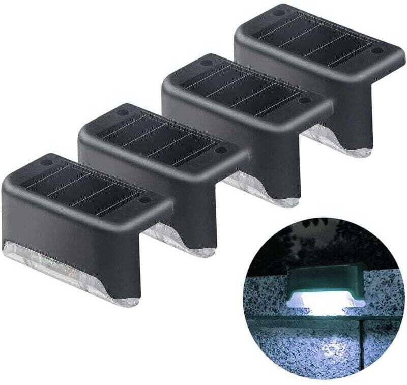 4-teiliges Solar-Terrassenleuchten-Set, Solar-Stufenleuchten, wasserdichte LED-Solarleuchten, Solarleuchten für Garten, ...