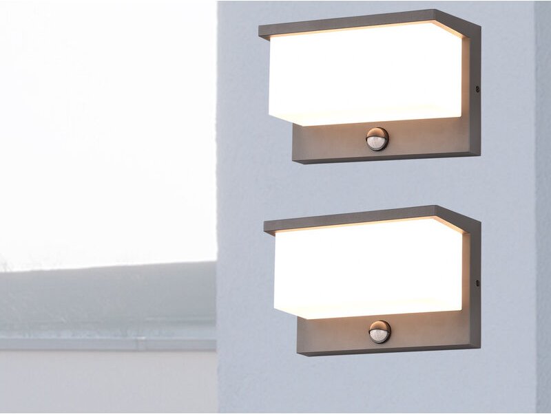 LED Außenwandleuchte 2er SET mit Bewegungsmelder, Breite 23cm