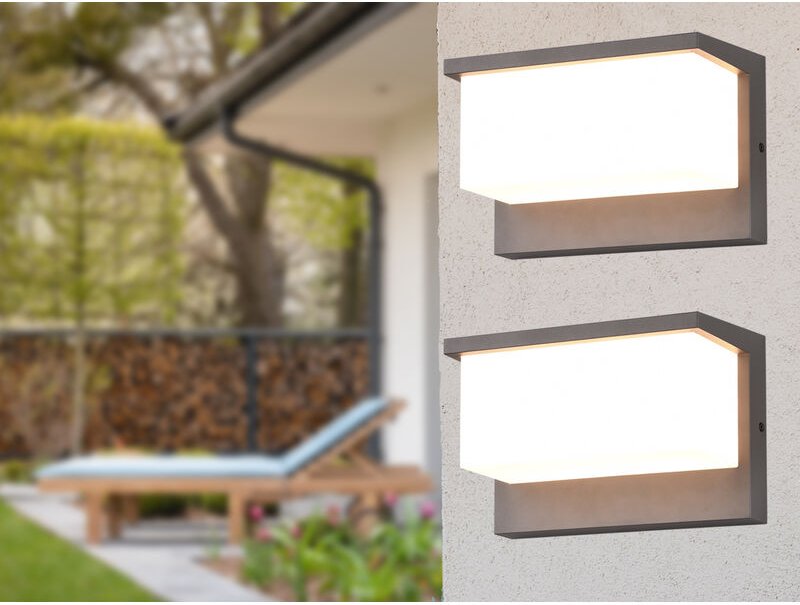 Meinewunschleuchte - led Außenwandleuchte 2er set in Anthrazit & Weiß, Breite 23cm