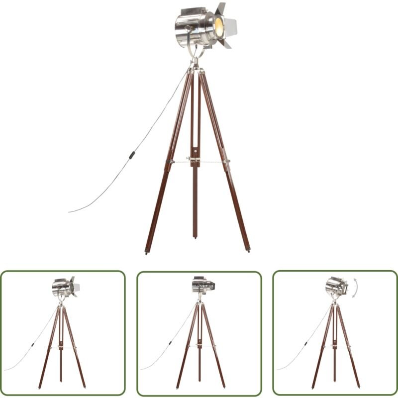 The Living Store - Stehleuchte Dreibein Massivholz Mango 180 cm - Vintage Lampe - Stehlampe Wohnzimmer - Holzsäule - Dre...