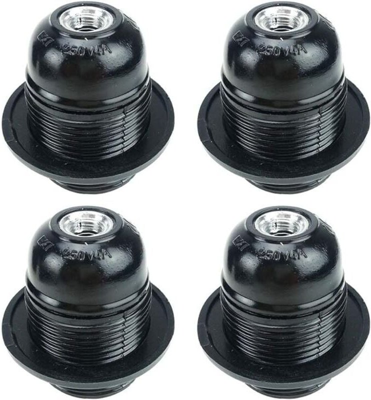 4-teilige E27-Lampenfassung aus Bakelit mit Selbstverriegelung und vollverzahnter Aluminiumschraube, Bakelit-Lampenfassu...