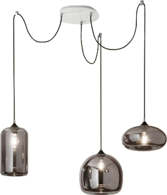 Fiona LED-Hängeleuchter aus Metall und geblasenem Rauchglas 3496-47-126 Fabas Luce