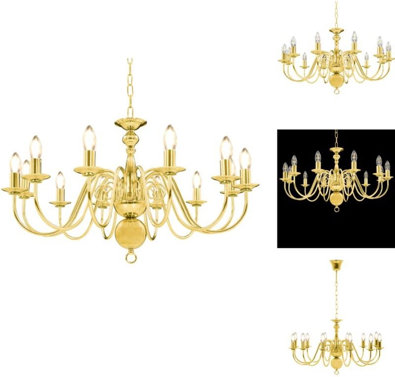 Kronleuchter - Living Kronleuchter Golden 12 x E14-Glühbirnen