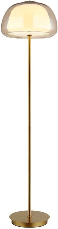 Stehlampe Standleuchte Bürolampe Metall gold amberglas LED dimmbar H 150 cm