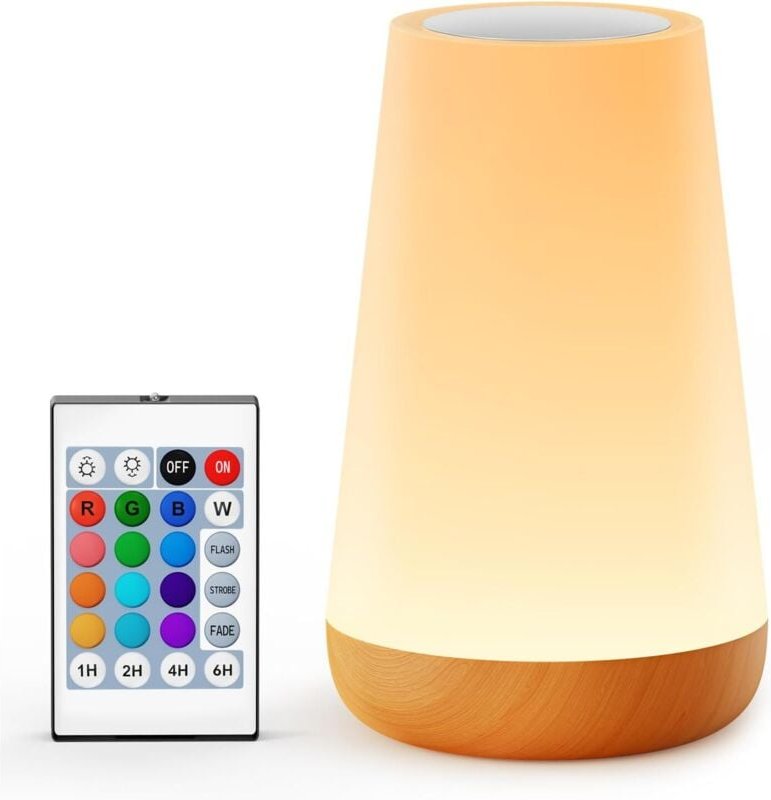 LED Nachttischlampe mit Fernbedienung, Touch Dimmbar Kinder Nachtlampe 13 Farben und 4 Modi, 1800mAh USB Aufladbar und T...