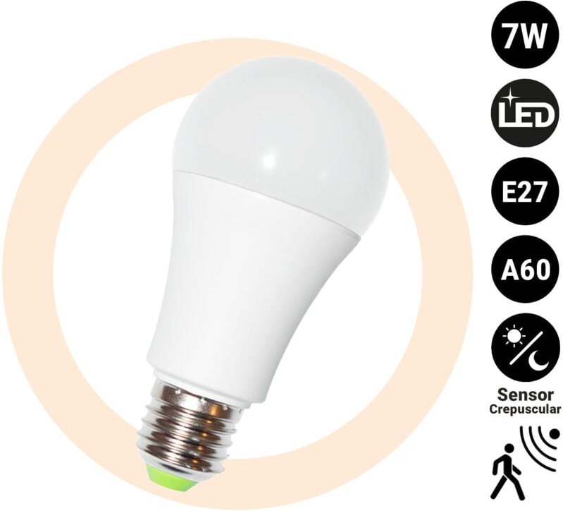 Barcelona Led - LED-Glühbirne E27 A60 7W - Bewegungssensor und Dämmerungssensor