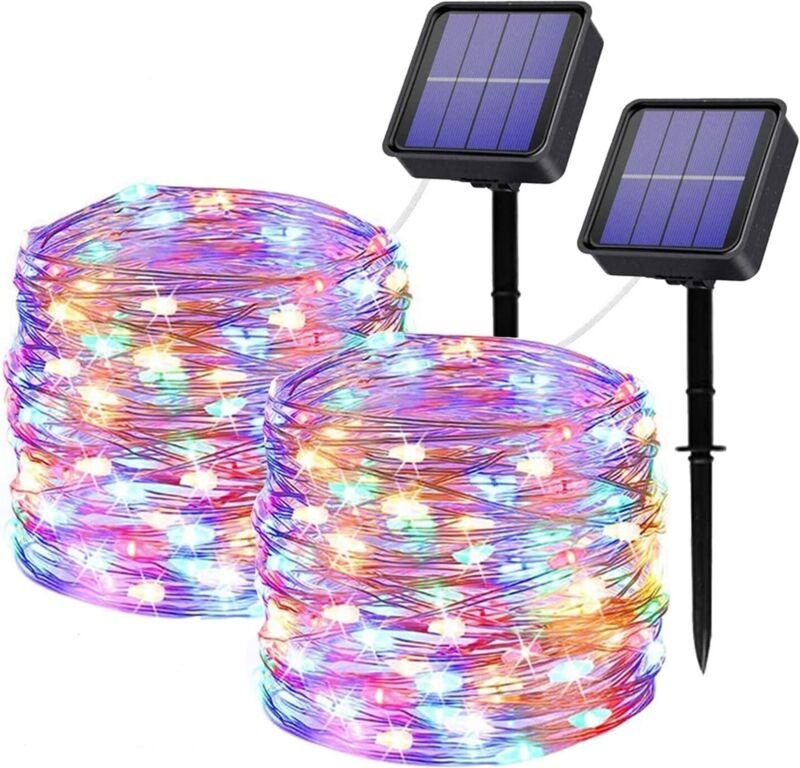 Solar-Lichterkette für den Außenbereich, 12 m, 100 LEDs, Solar-Lichterkette, 8 Modi, wasserdicht, Kupferdraht, Dekoratio...