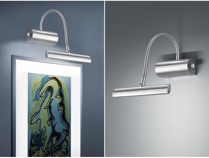 Trio - Flexible led Wandleuchte / Bilderleuchte curtis Silber matt, Drehdimmer