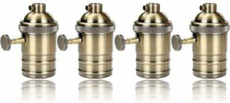 4 Stück Edison Vintage Fassung E27 Lampenadapter mit Schalter Retro Vintage Kronleuchter kabellos Antik Messing - Lablan...