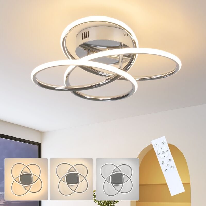 Led Deckenlampe Deckenleuchte Flur - Flurlampe Dimmbar mit Fernbedienung Modern Design in Schmetterlingforming 36CM Chro...