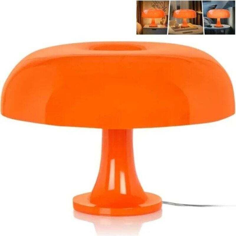 Pilzlampe, orangefarbene Pilz-Tischlampe, USB-LED-Pilz-Nachttischlampe, 3 Farbtemperaturen