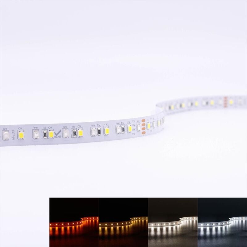Strip Full Spectrum 24V LED Streifen 5M 18W/m 120LED/m 12mm - Lichtfarbe: CCT 2300-6000K - Schutzart: IP20