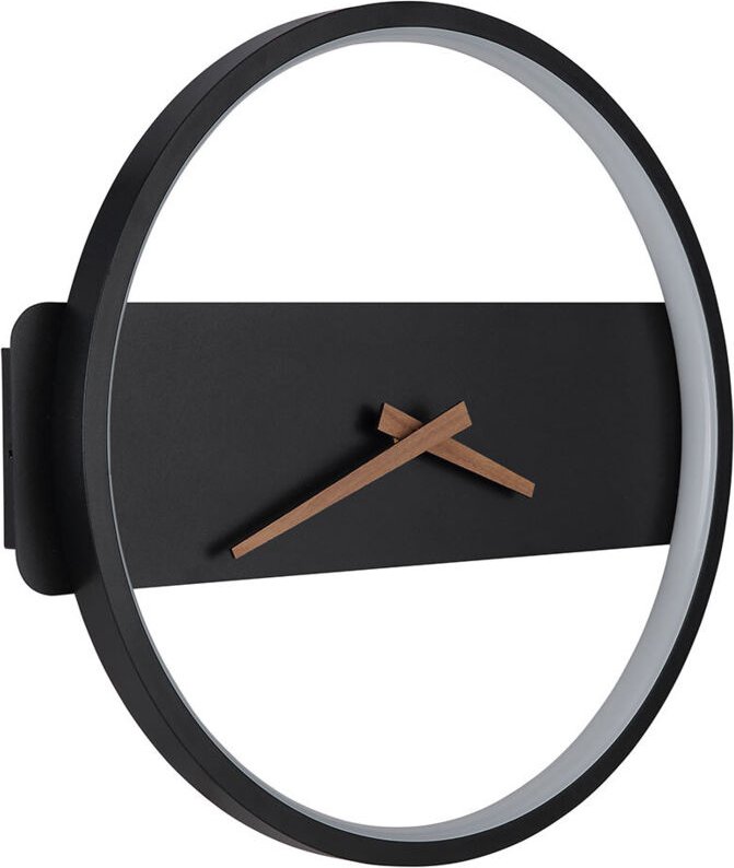 Thumbnail - Wanduhr Wandleuchte LED-Hintergrundbeleuchtung Metall Schwarz-matt d 32 cm