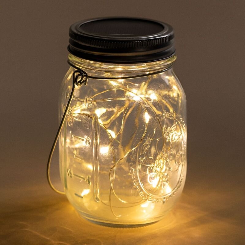 Sklum - Solar-Glasgefäß mit Zol-LED-Girlande Transparent